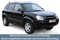 Schwellerrohre oval mit Tritt SCHWARZ für HYUNDAI Tucson JM Bj. 2004-2014 Ø76mm TÜV