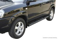 Schwellerrohre oval mit Tritt SCHWARZ für HYUNDAI Tucson JM Bj. 2004-2014 Ø76mm TÜV