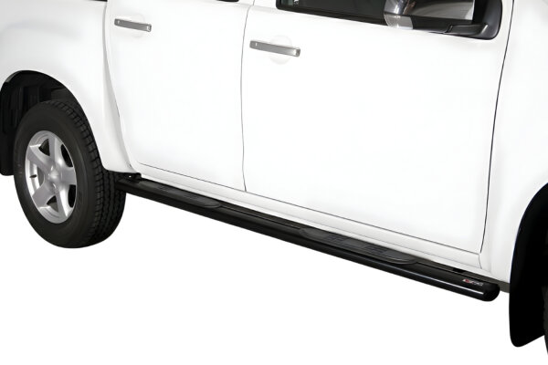 Schwellerrohre oval mit Tritt SCHWARZ für ISUZU D-Max Doppelkabine 2012 > TÜV