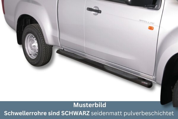 Schwellerrohre oval mit Tritt SCHWARZ für ISUZU D-Max Space Cab 2012 - 2019 V2A TÜV