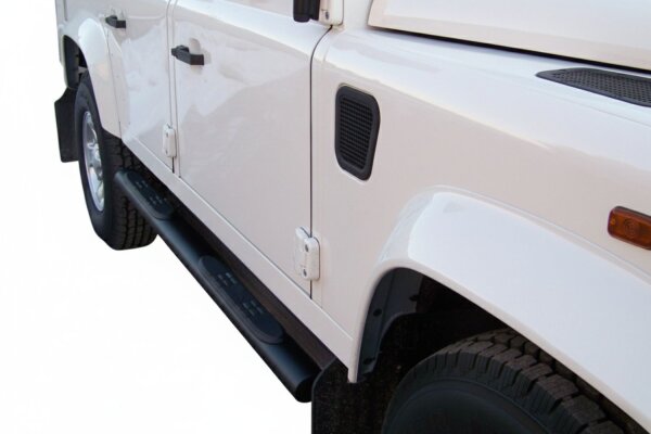 Schwellerrohre oval mit Tritt SCHWARZ für LAND ROVER Defender LD 110 V2A TÜV