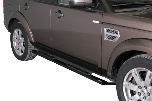 Schwellerrohre oval mit Tritt SCHWARZ für LAND ROVER Discovery 4 LA V2A mit TÜV
