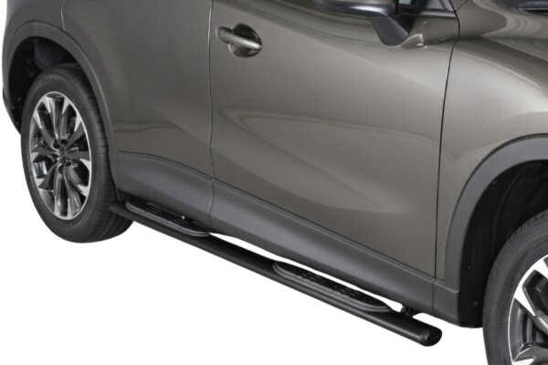Schwellerrohre oval mit Tritt SCHWARZ für MAZDA CX5 2015-2016 Edelstahl mit TÜV