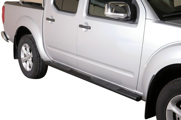 Schwellerrohre oval mit Tritt SCHWARZ für NISSAN Navara D40 Doppelkabine 2010> TÜV