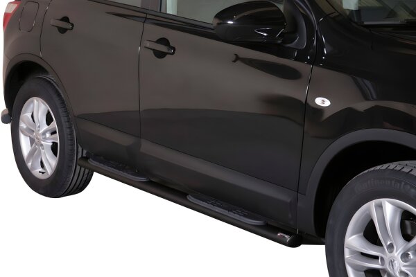 Schwellerrohre oval mit Tritt SCHWARZ für NISSAN Qashqai J10 2010> V2A mit TÜV