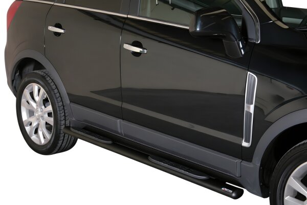 Schwellerrohre oval mit Tritt SCHWARZ für OPEL Antara L-A 2011> Facelift TÜV