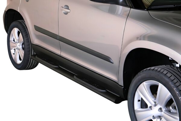 Schwellerrohre oval mit Tritt SCHWARZ für SKODA Yeti 5L 2010> Edelstahl mit TÜV