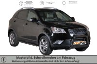 Schwellerrohre oval mit Tritt SCHWARZ für SSANGYONG...