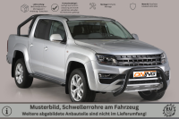 Schwellerrohre oval mit Tritt SCHWARZ für VOLKSWAGEN Amarok 2H 2010> TÜV