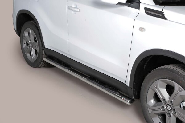 Schwellerrohre oval mit Tritt für SUZUKI Vitara LY Bj.2015-18 Edelstahl mit TÜV