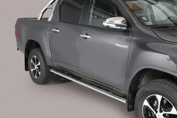 Schwellerrohre oval mit Tritt für TOYOTA HiLux Doppelkabine ab Bj.2015- TÜV