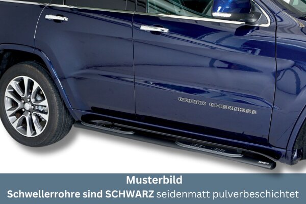 Schwellerrohre oval mit Tritt SCHWARZ für JEEP Grand Cherokee WK2 Bj.2014> TÜV