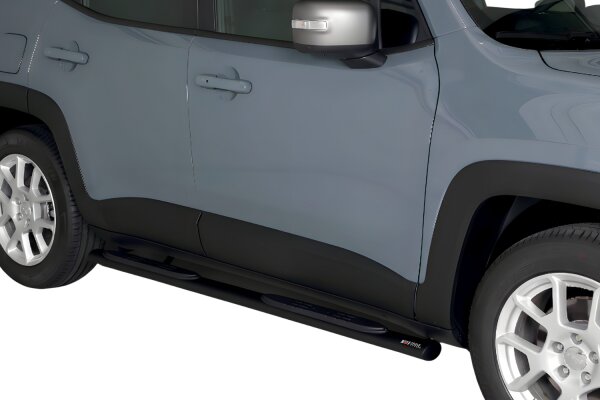 Schwellerrohre oval mit Tritt SCHWARZ für JEEP Renegade & Trailhawk Bj. 2014- V2A TÜV