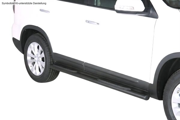 Schwellerrohre oval mit Tritt SCHWARZ für KIA Sorento XM Facelift Bj. 2012-14 V2A TÜV