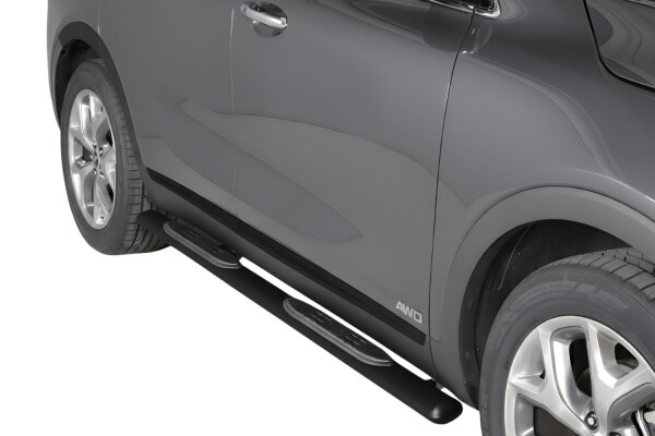 Schwellerrohre oval mit Tritt SCHWARZ für Kia Sorento UM Bj. 2015-2020 V2A TÜV
