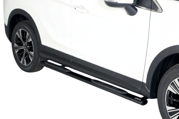 Schwellerrohre oval mit Tritt SCHWARZ für MITSUBISHI Eclipse Cross Bj.2018> V2A TÜV