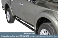 Schwellerrohre oval mit Tritt SCHWARZ für MITSUBISHI...