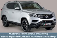 Schwellerrohre oval mit Tritt SCHWARZ für SSANGYONG...