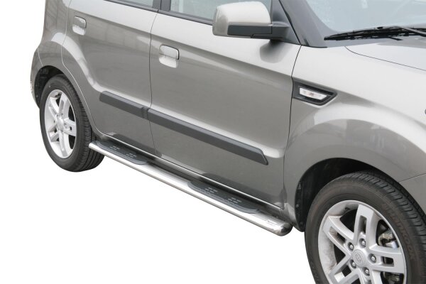 Schwellerrohre oval mit Tritt für Kia Soul (AM) Bj. 09-13 Edelstahl mit TÜV