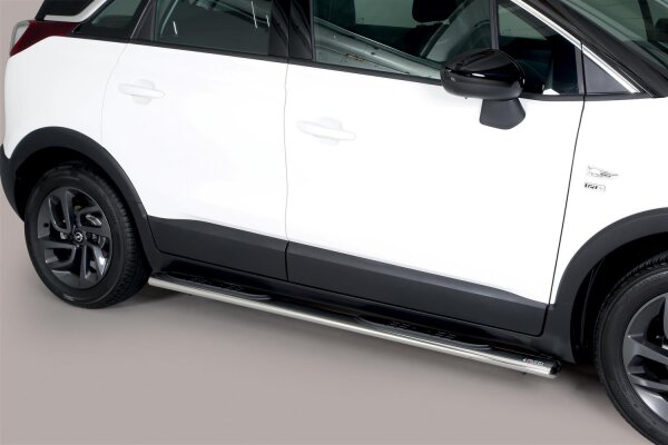 Schwellerrohre oval mit Tritt für OPEL Crossland X Bj.17- Edelstahl mit TÜV