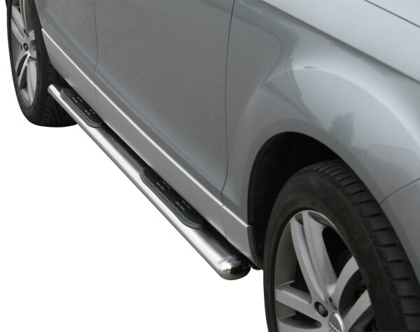 Schwellerrohre oval mit Tritt für Audi Q7 4L Bj. 2006-2015 Edelstahl 95x52mm mit TÜV