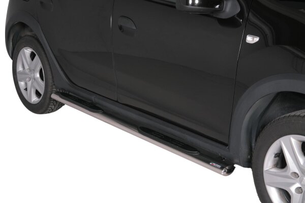 Schwellerrohre oval mit Tritt für DACIA Sandero Stepway Bj. 2013- Edelstahl 95x52mm mit TÜV