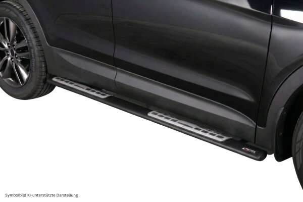Schwellerrohre Design SCHWARZ für HYUNDAI Santa Fe DM 2012> Edelstahl mit TÜV
