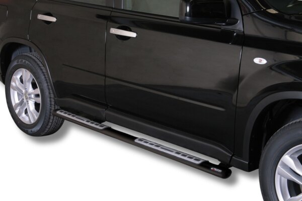 Schwellerrohre Design SCHWARZ für NISSAN X-Trail T31 2011> Edelstahl mit TÜV