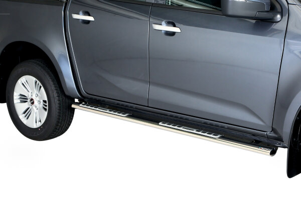 Schwellerrohre Design für ISUZU D-Max Bj.2020- Doppelkabine Edelstahl mit TÜV