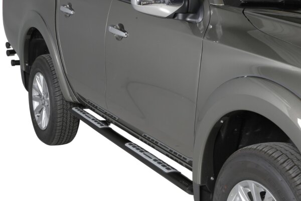 Schwellerrohre Design Schwarz für MITSUBISHI L200 KJOT Doppelkabine Bj.2015- TÜV