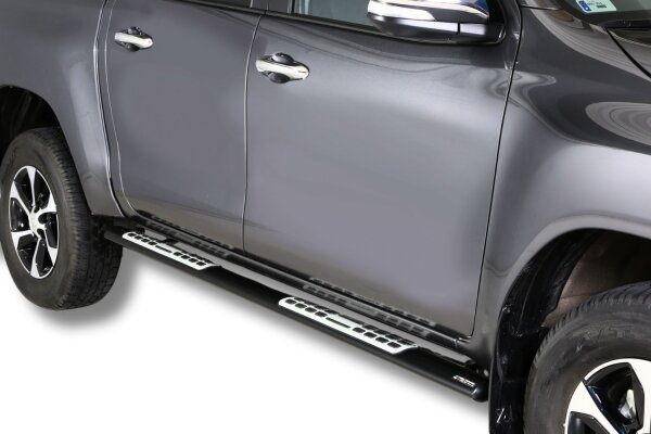 Schwellerrohre Design Schwarz für TOYOTA HiLux Doppelkabine ab Bj.2015- mit TÜV