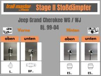 2 Stoßdämpfer Trailmaster für Jeep Grand Cherokee WJ WG 70-100mm Bj 99- Vorne Hinten