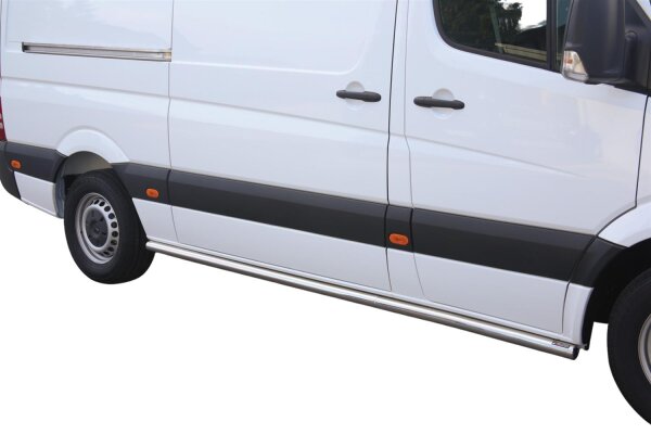 Schwellerrohre ohne Tritt für Mercedes Sprinter L2 W906 W907 W910 Edelstahl poliert Ø63mm TÜV