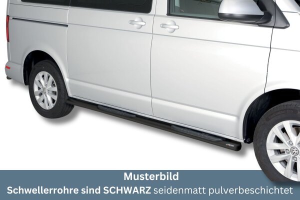 Schwellerrohre SCHWARZ oval mit Tritt für VW T6 & T6.1 ab Bj.15- Edelstahl mit TÜV