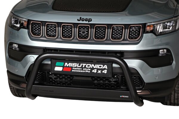 Frontbügel Edelstahl schwarz für Jeep Compass ab 2022 63mm mit Gutachten Frontschutzbügel