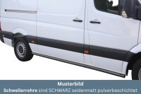 Schwellerrohre SCHWARZ ohne Tritt für Mercedes Sprinter L2 W906 Edelstahl Ø63mm TÜV