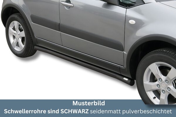 Schwellerrohre SCHWARZ ohne Tritt für Suzuki SX4 09- Facelift Edelstahl Ø63mm TÜV