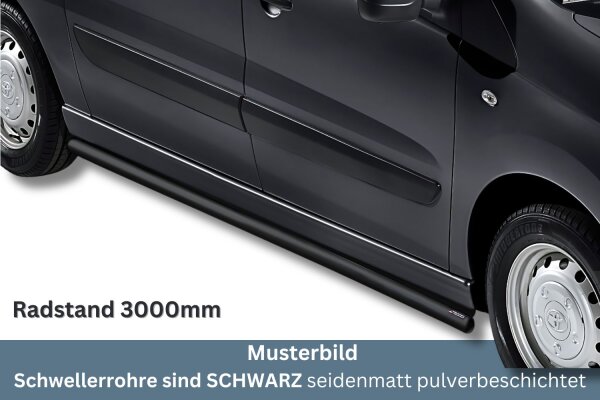 Schwellerrohre SCHWARZ ohne Tritt für Toyota Proace kurz Bj.13-16 Edelstahl Ø63mm TÜV