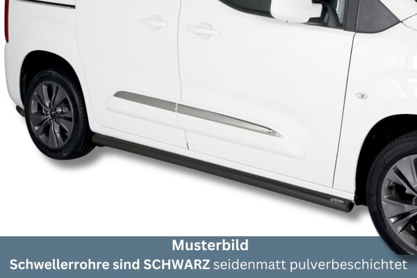 Schwellerrohre SCHWARZ ohne Tritt für Toyota Proace City Verso Bj.19- Edelstahl Ø63mm TÜV