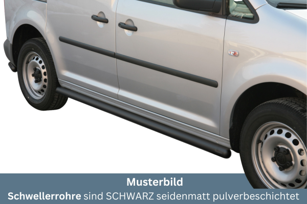 Schwellerrohre SCHWARZ ohne Tritt für VW Caddy 2K Bj.04-20