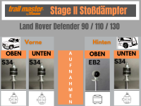 2 Stoßdämpfer Trailmaster für Land-Rover Defender 90 110 130 60-100mm 83- Vorne Hinten