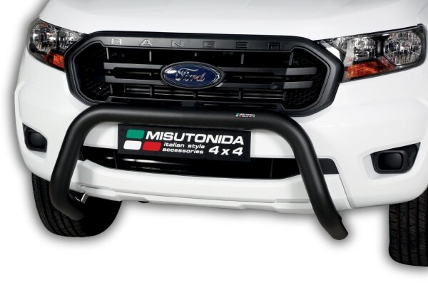Frontbügel Edelstahl schwarz für Ford Ranger 2019- Ø76mm mit Gutachten Frontschutzbügel