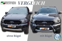 Frontbügel Edelstahl schwarz für Ford Ranger 2019- Ø76mm mit Gutachten Frontschutzbügel