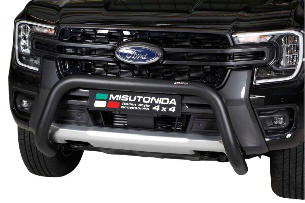 Frontbügel Edelstahl schwarz für Ford Ranger 2023- Ø76mm mit Gutachten Frontschutzbügel