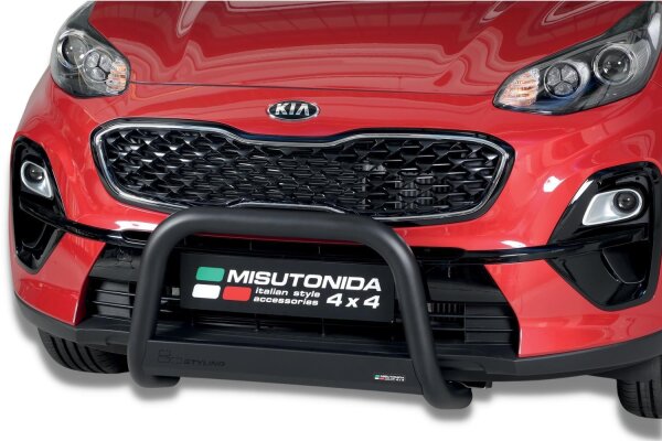 Frontbügel Edelstahl schwarz für Kia Sportage 2018-2021 Ø63mm mit Gutachten Frontschutzbügel