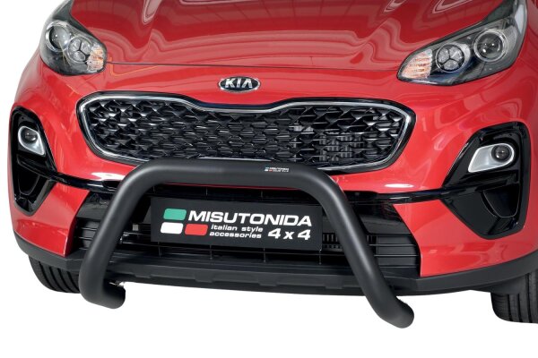 Frontbügel Edelstahl schwarz für Kia Sportage ab 2018-2021 Ø76mm mit Gutachten Frontschutzbügel