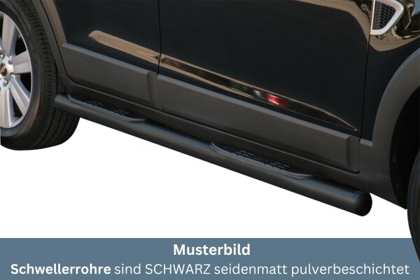 Schwellerrohre SCHWARZ mit Tritt für CHEVROLET Captiva Bj. 06-10 Edelstahl Ø76mm mit TÜV