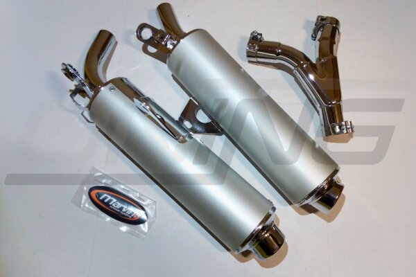 MARVING Auspuff Paar "Amacal" Verchromt+Aluhülle für Suzuki DR 650 RS / RSE SP42B SP43B