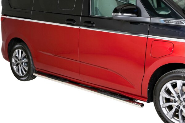 Schwellerrohre oval mit Tritt für VW T7 Multivan Edelstahl poliert mit TÜV
