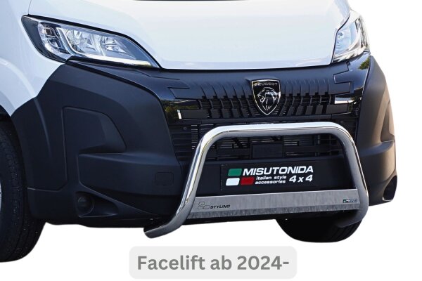 Frontbügel Edelstahl für Peugeot Boxer Facelift 2024 - Ø63mm Frontschutzbügel mit Gutachten